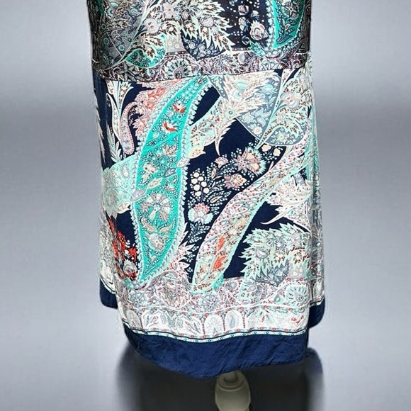 🌻Lucky Brand Lightweight Colorful Boho Paisley Dress w Cutouts Size Large - Picture 9 of 11